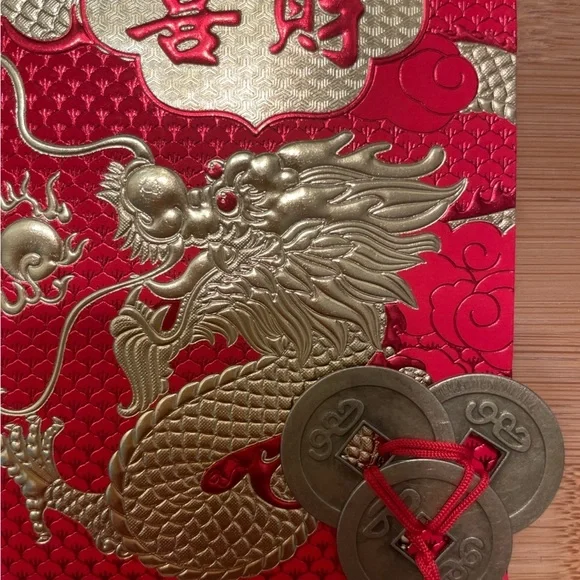 Year of the Dragon Money Luck Envelope 3 feng Shui Coin Set - Picture 8 of 12